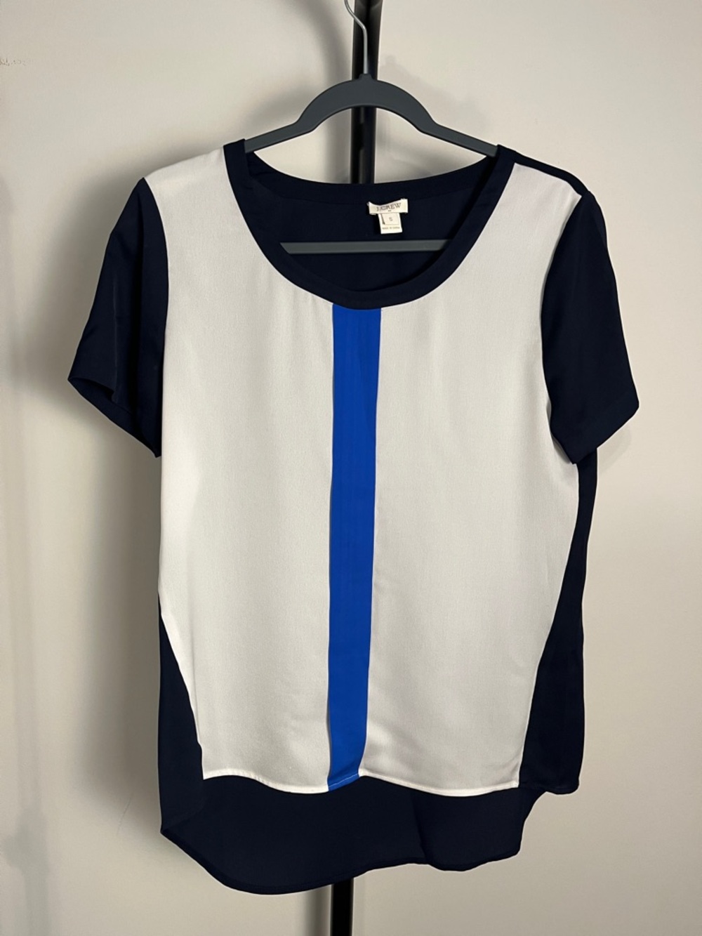 J. Crew Blouse Stripe Blue White Short Sleeve Top Small